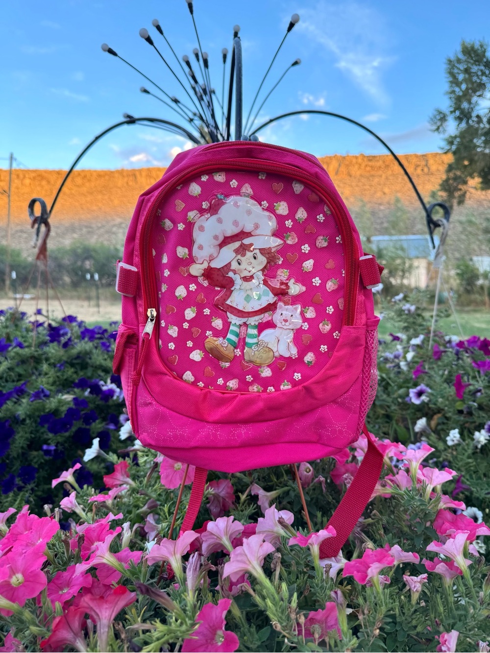 Vintage 2006 Strawberry Shortcake Pink Backpack Y2K Custard Kids Bag